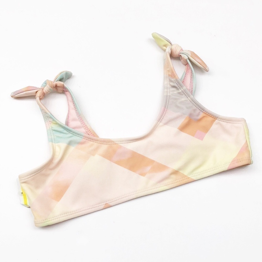 Pastel geometric print swim top for girls